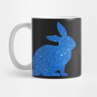 Blue Faux Glitter Easter Bunny Mug